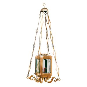 Lampadario in bronzo a cero con cristalli per cappelle