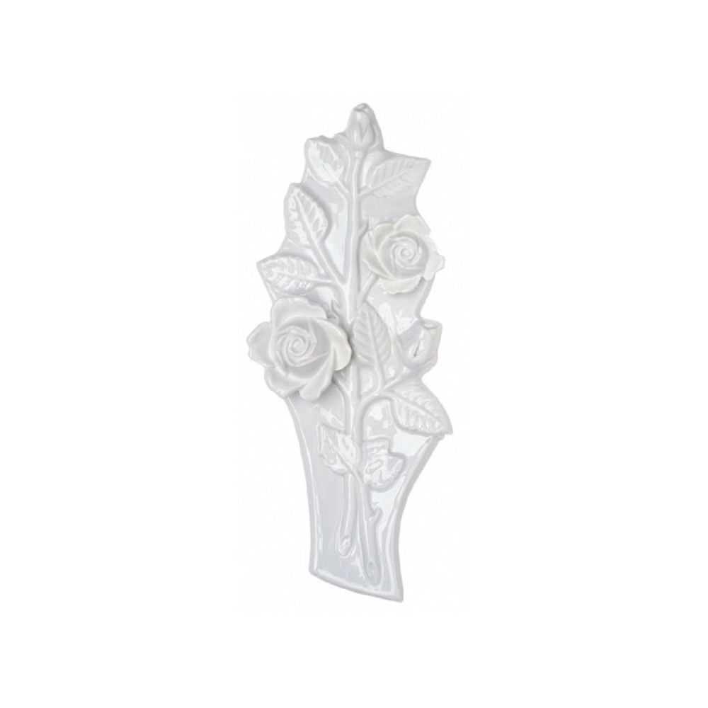 decorazioni floreali per lapidi - tralcio di rose in porcellana bianca