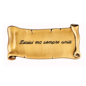 Pergamena commemorativa in bronzo per lapidi – Dedica: Divisi ma sempre uniti.