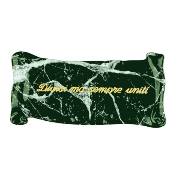Pergamena commemorativa in bronzo per lapidi. Finitura marmo Verde Guatemala - Dedica: Divisi ma sempre uniti.