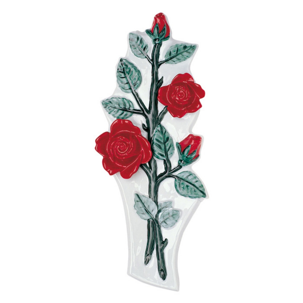 decorazioni floreali per lapidi - tralcio di rose in porcellana rose rosse