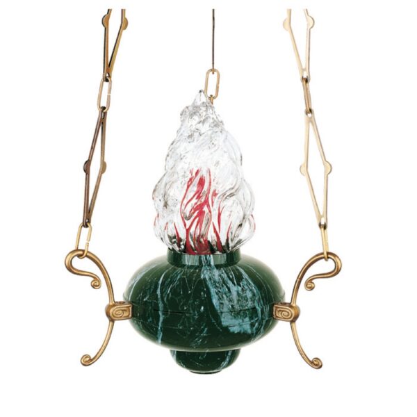 Lampadario classico in bronzo per cappelle - Finitura marmo Verde Guatemala - immagine 2