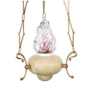 Lampadario classico in bronzo per cappelle – Finitura marmo Botticino