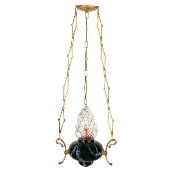 Lampadario classico in bronzo per cappelle - Finitura marmo Nero Marquinia