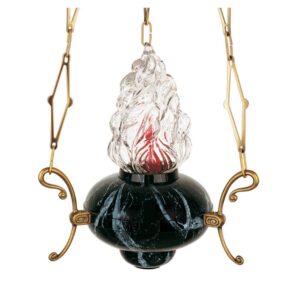 Lampadario classico in bronzo per cappelle – Finitura marmo Nero Marquinia