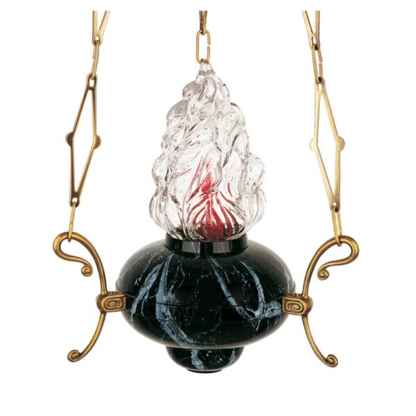 Lampadario classico in bronzo per cappelle - Finitura marmo Nero Marquinia - immagine 2