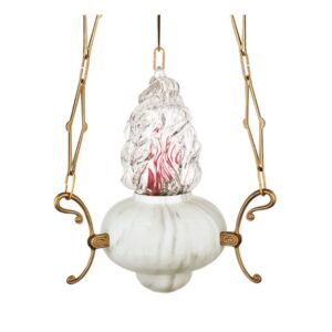 Lampadario classico in bronzo per cappelle – Finitura marmo Carrara