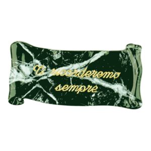 Pergamena commemorativa in bronzo per lapidi – Verde marmo Guatemala – Dedica: Ti ricorderemo sempre.