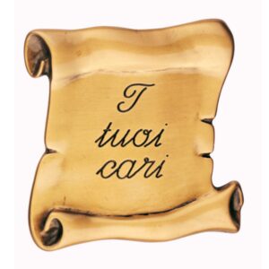 Pergamena commemorativa verticale in bronzo per lapidi – Dedica: I tuoi cari.