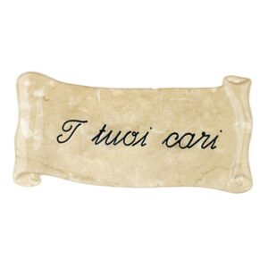 Pergamena commemorativa in bronzo per lapidi. Finitura marmo Botticino – Dedica: I tuoi cari.