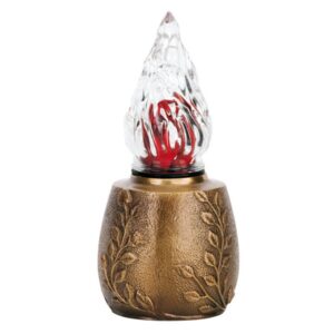 Lampada votiva per lapidi – Linea Meg – Bronzo finitura brunita con decorazione oro