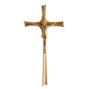 Crocifisso in bronzo su croce stilizzata