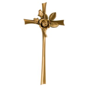 Croce in bronzo stilizzata – Decorata con boccioli di rose