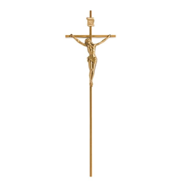 Crocifisso in bronzo su croce sottile stile classico