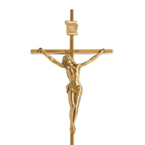 Crocifisso in bronzo su croce sottile stile classico