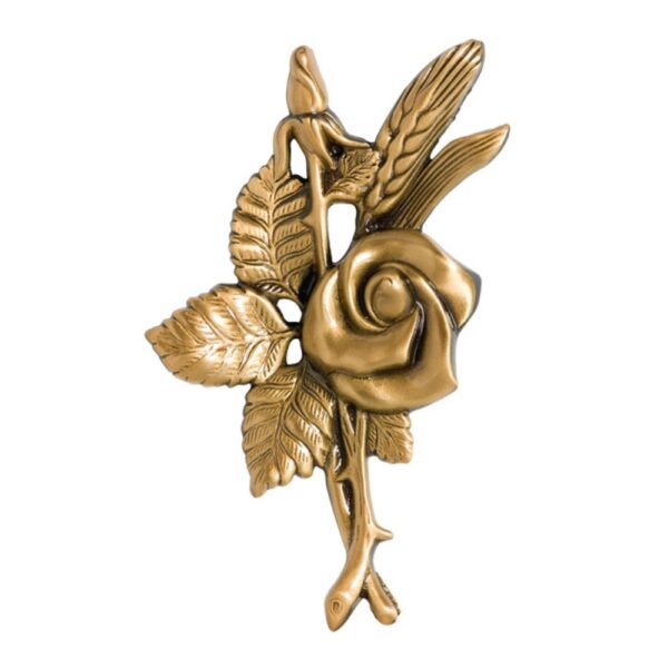 Tralcio di rose decorativo piccolo con spiga di grano - Bronzo lucido