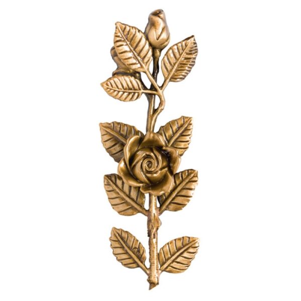 Tralcio di rose decorativo per lapidi - Medio dritto - Bronzo lucido