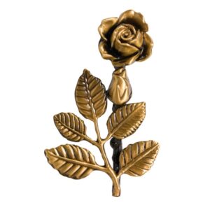 Tralcio di rose decorativo per lapidi – Piccolo dritto – Bronzo lucido