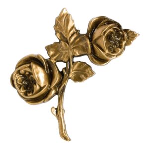Tralcio di rose decorativo piccolo con due rose – Bronzo lucido