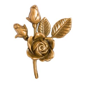 Tralcio di rose decorativo piccolo con rosa e due boccioli – Bronzo lucido