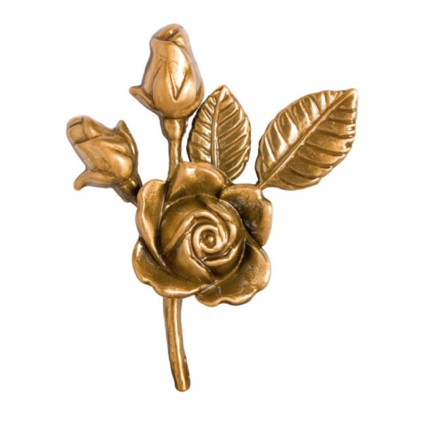 Tralcio di rose decorativo piccolo con rosa e due boccioli - Bronzo lucido