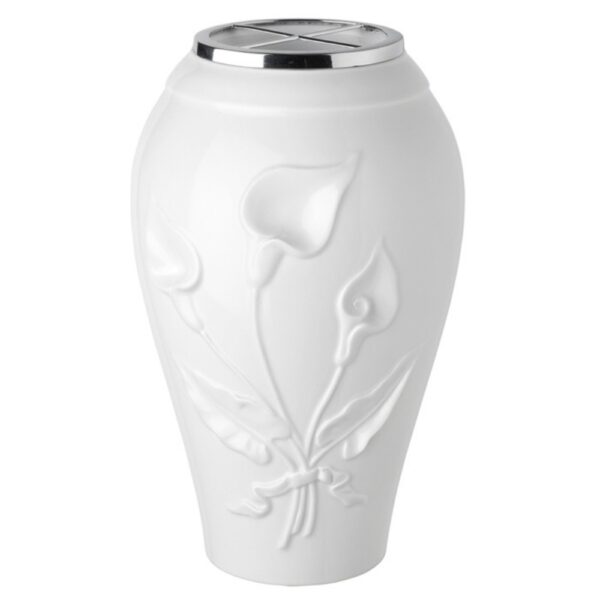 Vaso portafiori per lapide - Linea Calle bianco - Porcellana