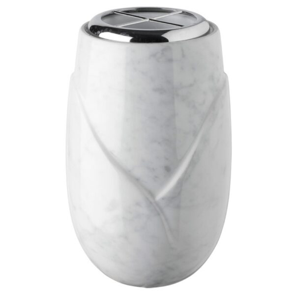 Vaso portafiori per lapide - Linea Incrocio - Finitura marmo Carrara - Porcellana