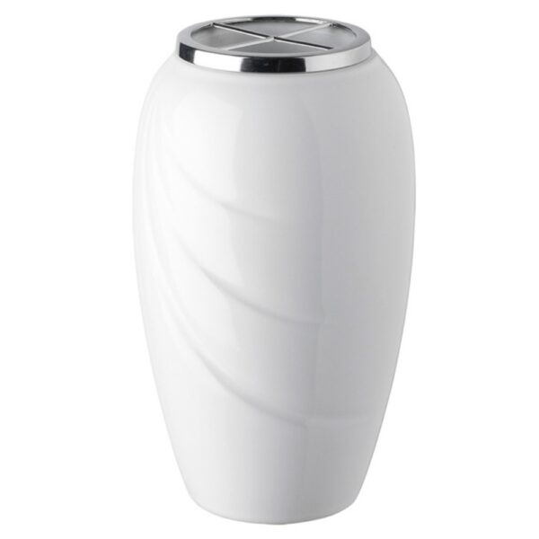 Vaso portafiori per lapide - Linea Eco3 - Finitura bianco - Porcellana
