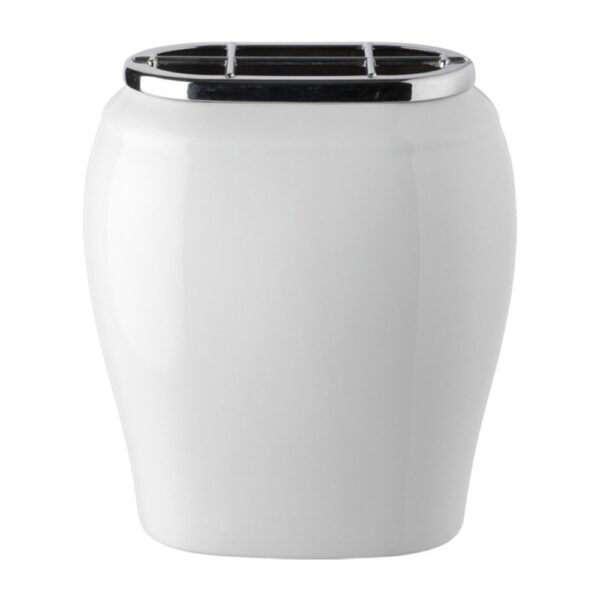 Vaschetta portafiori per lapide - Linea Linea A bianco - Porcellana