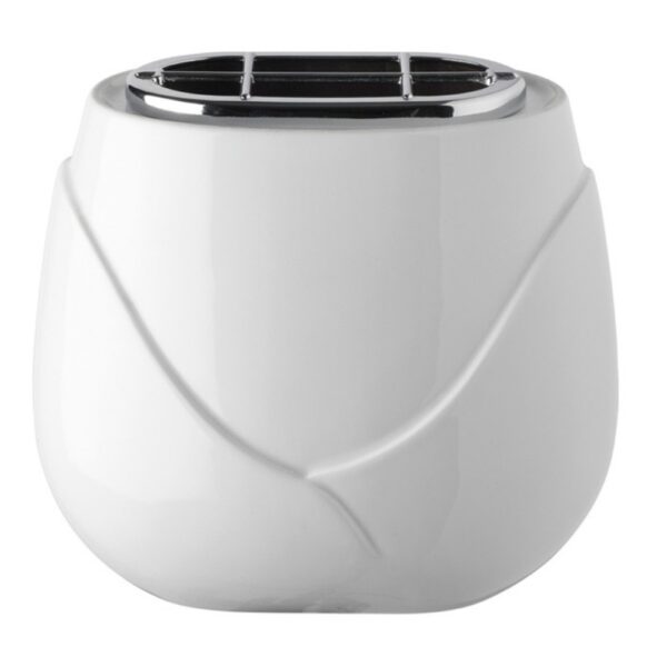 Vaschetta portafiori per lapide - Linea Incrocio Bianco - Porcellana