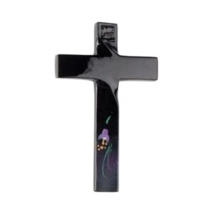 Croce in bronzo decorata – Finitura nero – Linea Idria Iris