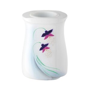 Vaso portafiori per lapide – Linea Idria – Bronzo bianco decorato iris