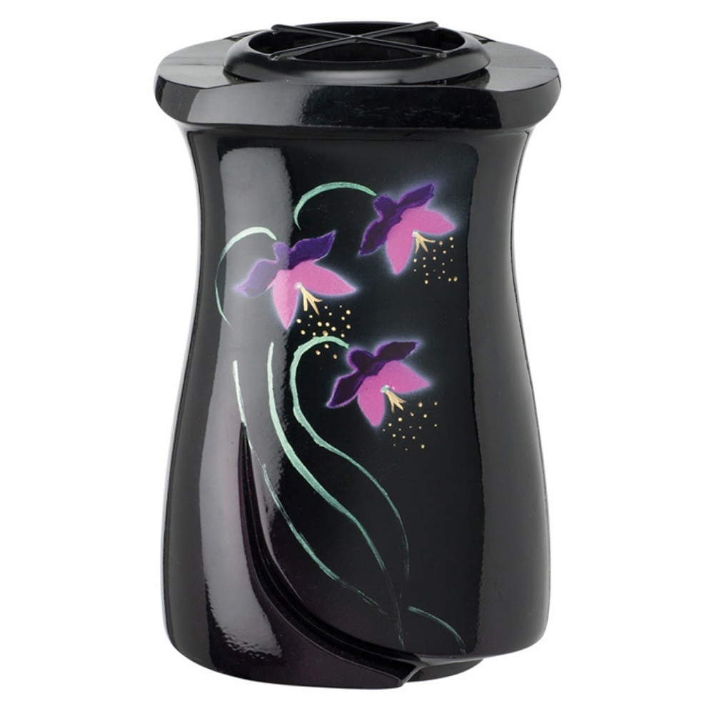 0002066 vaso portafiori grande per lapide o monumento cimiteriale linea idria bronzo nero decorato iris 1000