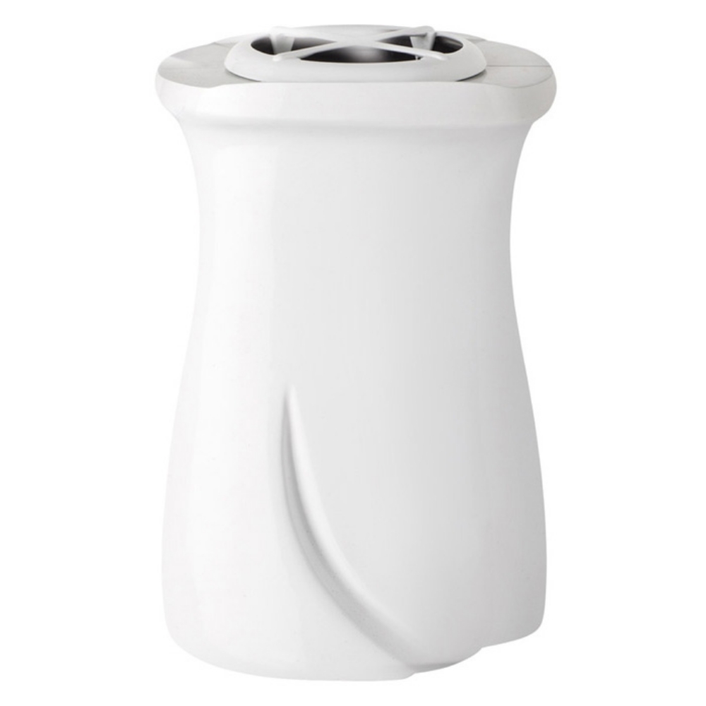 0002076 vaso portafiori grande per lapide o monumento cimiteriale linea idria bronzo bianco 1000
