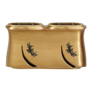 Vaschetta portafiori doppia per lapide – Decorazione con colombe in bronzo – Linea Idria – Bronzo