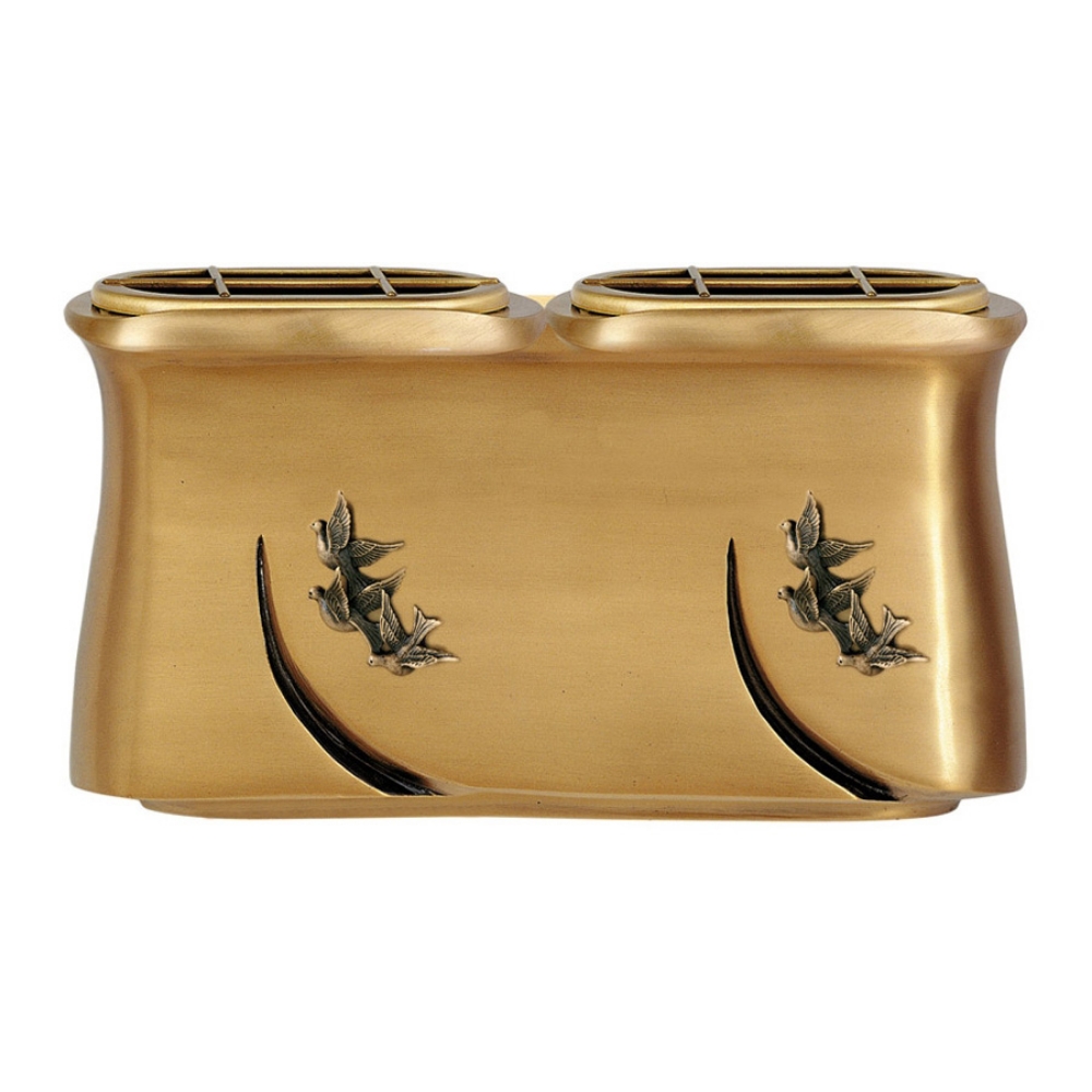 0002084 vaschetta portafiori doppia con colombe idria bronzo 1000