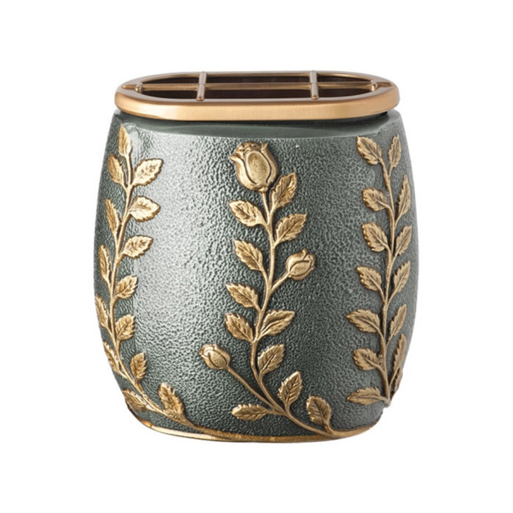 0002099 vaschetta portafiori meg con decorazioni verde antico bronzo shell moulding 1000