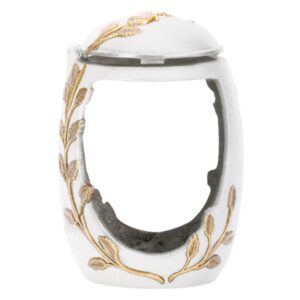 Lampada a cero per lapidi – Bronzo – Finitura finitura bianco con decorazione oro – Linea Meg