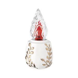 Lampada votiva per lapidi – Linea Meg – Bronzo finitura bianco con decorazione oro