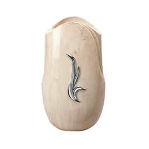Vaso portafiori grande per lapide o monumento cimiteriale – Linea Olla fela Botticino – Bronzo con decorazione cromo