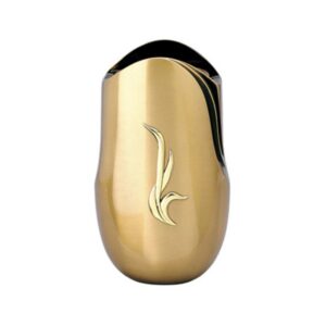 Vaso portafiori per lapide – Linea Olla Fela – Bronzo con applicazione oro (cinerari e ossari)
