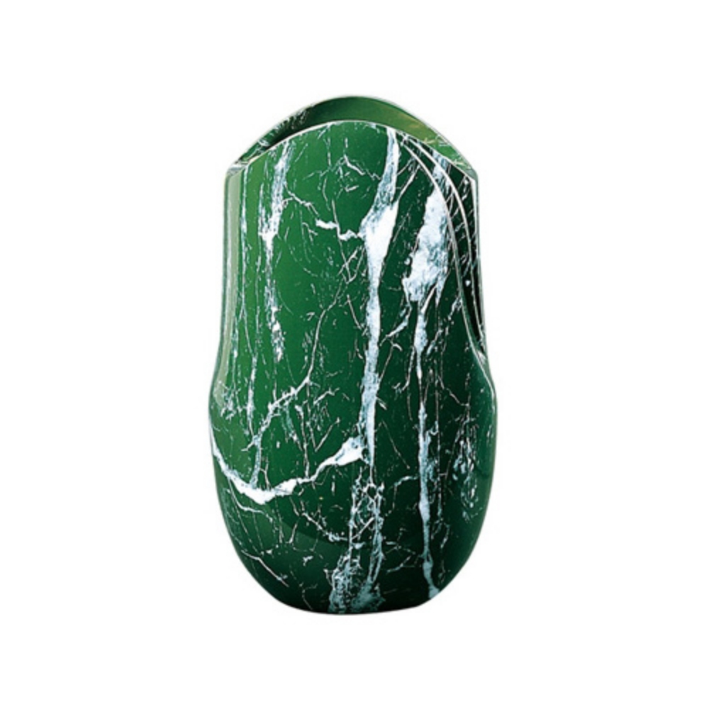 0002149 portafiori in bronzo finitura marmo verde guatemala linea olla cm 13 a terreno interno plastica 1000
