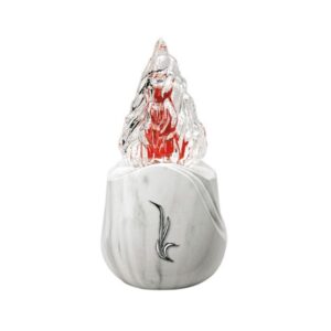 Lampada votiva per lapidi – Linea Olla – Bronzo finitura Carrara con decorazione cromo