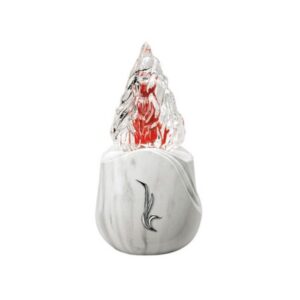 Lampada votiva per loculi cinerari e ossari – Linea Olla – Bronzo – Finitura marmo Carrara con decorazione cromo