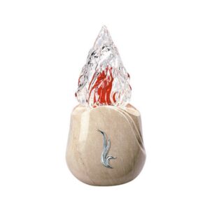 Lampada votiva per lapidi – Linea Olla – Bronzo finitura Botticino con decorazione cromo