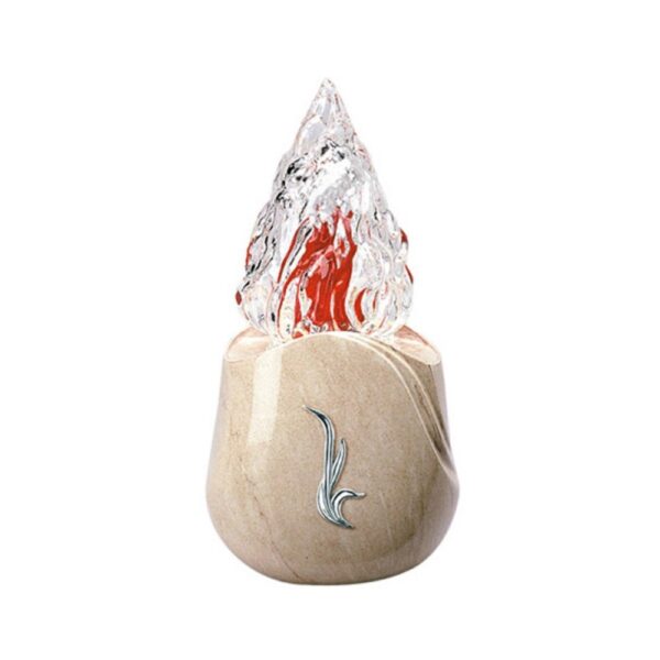 Lampada votiva per lapidi - Linea Olla - Bronzo finitura Botticino con decorazione cromo