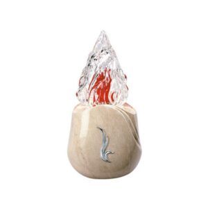 Lampada votiva per loculi cinerari e ossari – Linea Olla – Bronzo – Finitura marmo Botticino con decorazione cromo