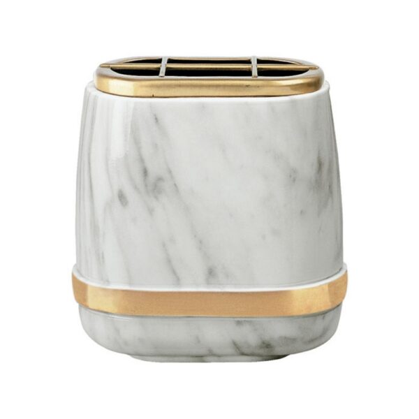 Vaschetta portafiori per lapide - Linea Cotile Carrara con fascia bronzo - Bronzo