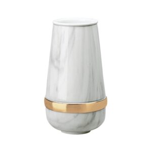 Vaso portafiori per lapide – Linea Cotile – Finitura marmo Carrara con fascia bronzo – Bronzo