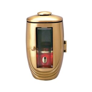 Lampada a cero grande per lapidi – Bronzo decorazione oro – Linea Pelike